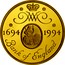 UK Two Pounds 300th Anniversary - Bank of England 1994 Proof KM# 968 WM 1694 1994 BANK OF ENGLAND coin reverse