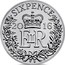 UK Sixpence (Crowned Royal Monogram) SIXPENCE 20 16 E II R JB coin reverse