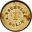 USA 1 Dol California Gold A. Bechtler (1842-52) KM# 83.2 A. BECHTLER . 1 DOL : * coin obverse