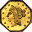 USA 1 Dollar California Liberty (Octagonal) 1853 KM# 13.2 - coin obverse