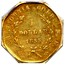 USA 1 Dollar California Liberty (Octagonal) 1855 KM# 13.3 CALIFORNIA GOLD N R 1 DOLLAR *YEAR* coin reverse