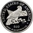 USA $10 American Eagle 2003 W Proof KM# 351 UNITED STATES OF AMERICA .9995 PLATINUM 1/10 OZ. $10 coin reverse