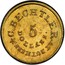 USA 5 Dollars C. Bechtler 18XX KM# 77 C. BECHTLER. AT RUTHERF 5 DOLLARS coin obverse