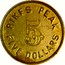 USA Five Dollars (1861) KM# 72.1 J. J. Conway PIKES PEAK FIVE DOLLARS 5 coin reverse