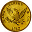USA Twenty D. Clark, Gruber and Co Pikes Peak 1860 KM# 69 PIKES PEAK GOLD DENVER TWENTY D. coin reverse