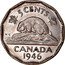 Canada 5 Cents George VI Beaver 1946 KM# 39a 5 CENTS K∙G CANADA DATE coin reverse
