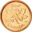 Canada Cent Elizabeth II 4th portrait 2008 Maple leaf Proof KM# 490a 1 CENT K.G. CANADA coin reverse