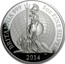 UK 10 Pounds Britannia 999 2014 Proof KM# 1326 BRITANNIA 999 5 OZ FINE SILVER 2014 J.C coin reverse