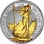 UK 2 Pounds Britannia with Gold Plating 2017 'BRITANNIA'2017' 1OZ '999'FINE'SILVER' NATHAN coin reverse