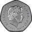 UK Fifty Pence (Commonwealth Games) KM# 1311 ELIZABETH∙II D∙G∙REG∙F∙D IRB FIFTY PENCE coin obverse