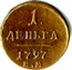 Russia 1/2 Kopek Denga EM 1797 EM C# 93.2 1. ДЕНЬГА 1797 Е.М. coin reverse