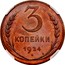Russia 3 Kopeks 7 ribbons 1924 Reeded edge Y# 78 3 КОПЕЙКИ 1924 coin reverse