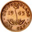 Canada One Cent George VI 1943 C KM# 18 NEWFOUNDLAND ONE CENT coin reverse