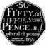 UK 50 Pence (Johnson's Dictionary (Piedfort)) KM# P48 .50. FI'FTY.adj .s.[ƑiƑtiʒ, Saxon. PENCE. n. S. plural of penny. JOHNSON'S DICTIONARY 1755 TP coin reverse