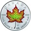 Canada 5 Dollars Maple Leaf - Colored 2016 BU CANADA 9999 9999 FINE SILVER 1 OZ ARGENT PUR coin reverse