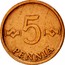 Finland 5 Pennia 1973 KM# 45 Reform Coinage 5 PENNIÄ coin reverse