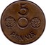 Finland 5 Pennia Normal center 1941 KM# 64.2 5 PENNIÄ coin reverse