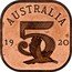Australia 5 S Kookaburra 1920 Proof X# 1b AUSTRALIA 19 20 5 coin reverse