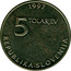 Slovenia 5 Tolarjev Sigmund Zois 1997 KM# 38 1997 5 TOLARJEV REPUBLIKA SLOVENIJA coin obverse
