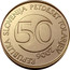 Slovenia 50 Tolarjev 2006 Proof KM# 52 Standart Coinage REPUBLIKA SLOVENIJA PETDESET TOLARJEV 50 YEAR coin obverse