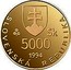 Slovakia 5000 Korun 1100th Anniversary - Death of Moravian King Svatopluk 1994 Proof KM# 29 SLOVENSKÁ REPUBLIKA 5000 SK 1994 coin obverse