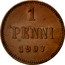 Finland Penni Nikolai II 1907 Normal 7 KM# 13 1 PENNI DATE coin reverse