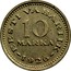 Estonia 10 Marka 1926 Most of this issue was melted down; Not released to circulation KM# 8 Republic Coinage EESTI VABARIIK 10 MARKA 1926 coin reverse
