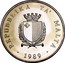 Malta 2 Liri 25th Anniversary of Independence 1989 Proof KM# 88 REPUBBLIKA TA' MALTA 1989 coin obverse