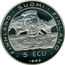 Finland 5 ECU Jean Sibelius 1992 UNC X# 1 FINLAND SUOMI FINLAND 5 ECU JEAN SIBELIUS 1992 coin obverse