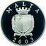 Malta 5 Liri Grand commander Sir Adriano Dingli 2003 Proof KM# 120 MALTA 2003 coin obverse