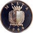 Malta 5 Liri Mattia Preti 1999 Proof KM# 113 MALTA 1999 coin obverse