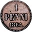 Finland Penni Alexander II Large letters 1864 KM# 1.1 1 PENNI 1866 coin reverse
