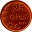 Luxembourg 25 Centimes 1947 KM# 45 Standard Coinage Resumed 25 CMES 1946 coin reverse