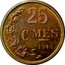 Luxembourg 25 Cmes Crowned shield of Luxembourg 1946 (fr) ESSAI - Rare KM# E43 25 CMES 1946 coin reverse