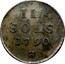 Luxembourg 3 Sols Leopold II 1790 H KM# 16 III SOLS 1790 H coin reverse