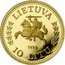 Lithuania 10 Litu Lithuanian gold coinage 1999 Proof KM# 120 LIETUVA 1999 10 LITŲ coin obverse