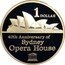 Australia 1 Dollar Sydney Opera House 2013 Proof KM# 2149a 1 DOLLAR 40TH ANNIVERSARY OF SYDNEY OPERA HOUSE coin reverse