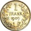 Belgium 1 Franc Flemish Legend 1909 KM# 57.1 1 FRANK 1909 coin reverse