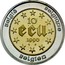 Belgium 10 ECU 60th Birthday of Baudouin I 1990 (qp) Proof KM# 176 BELGIQUE BELGIE BELGIEN 10 ECU 1990 Q P coin reverse