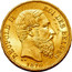 Belgium 20 Francs (Leopold II) KM# 37 LEOPOLD II ROI DES BELGES L W 1870 coin obverse