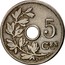 Belgium 5 Centimes 1905 KM# 55 Decimal Coinage 5 CEN A. MICHAUX coin reverse