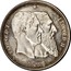 Belgium 5 Francs 50 Years of Belgium 1880 M/12a; 15 rays on left, 6 up, 9 touch the pearls X# 8 LEOPOLD I LEOPOLD II LEOP WIENER coin obverse