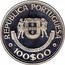 Portugal 100$00 Discovery of the Canary Islands 1989 KM# 646a REPUBLICA PORTUGUESA HOMINES SYLVESTRES DE INSULA CANARIA 100$00 coin obverse