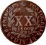 Portugal 20 Reis (Vinten) 1800 KM# 328 Kingdom Milled coinage PORTUGALIÆ.ET.ALGARB.PRINCEPS XX 1800 coin reverse