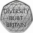 UK 50 Pence (Celebrating British Diversity) DIVERSITY BUILT BRITAIN DME coin reverse