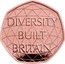 UK 50 Pence Diverse Britain Piedfort 2020 Proof DIVERSITY BUILT BRITAIN DME coin reverse