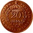 Portugal 20 Reis Countermarked issue over 20 Reis Maria II Mozambique ND (1871)  PECUNIA.TOTUM.CIRCUMIT.ORBEM .20. .1840. coin obverse