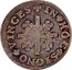 Portugal 200 Reis Countermarked issue over Lxxx Reis Portugal ND (1887)  IN HOC SIGNO VINCES coin reverse