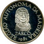 Portugal 25 Escudos Madeira's Regional Autonomy 1981 Proof KM# 4a REGIÃO AUTÓNOMA DA MADEIRA ZARCO INCM 81 MANUELA ARANHA 1981 coin reverse