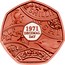 UK 50 Pence 50th Anniversary of Decimal Day. Piedfort 2021 Proof SHILLIN ALF SHI 1971 DECIMAL DAY DME D I coin reverse